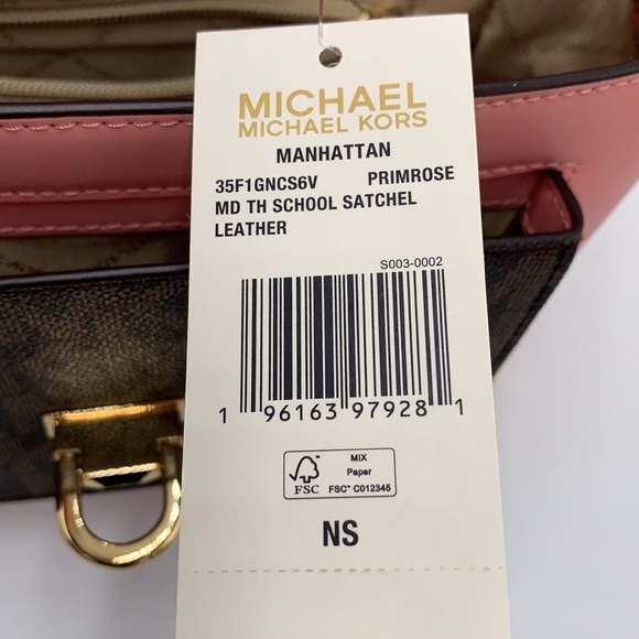 MICHAEL KORS
Manhattan Medium Leather and Logo Satchel PRIMROSE BROWN SIGNATURE - Picture 16 of 16
